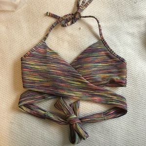 Aerie cross front bikini top multi colored NWT